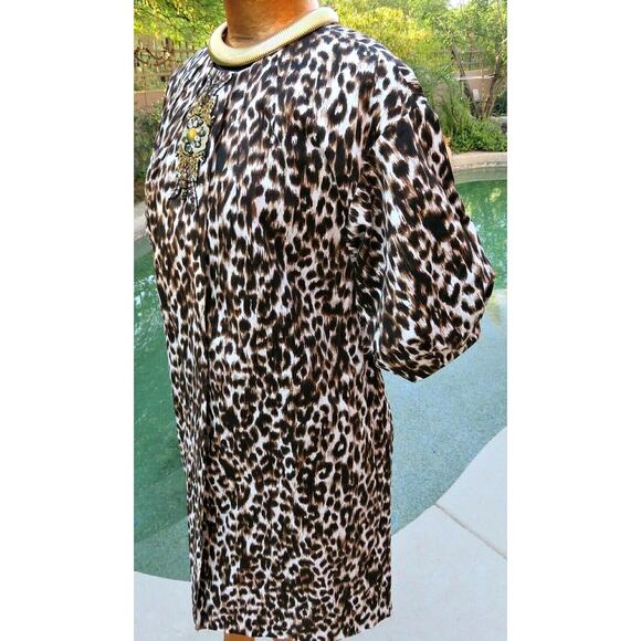 NWOT Vintage SoCal by St. John Leopard Animal Print Knit Jacket Dress Tunic Sz P - Picture 4 of 9